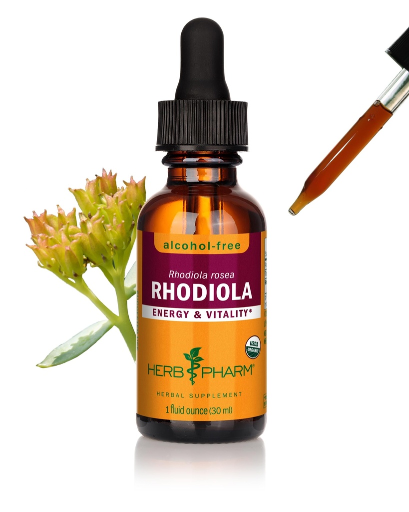 Estratto di radice di Rhodiola organico certificato di Herb Pharm per energia, resistenza e stamina, glicerite senza alcool, 1 oncia