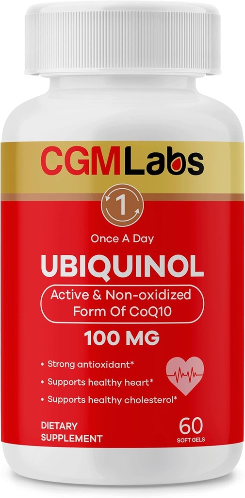 Ubiquinol 100MG Active & Non-Oxidized (ridotto) Forma di CoQ10 - Supplemento dietetico antiossidante forte, Supporta la salute, colesterolo sano - 60 Softgels di CGM Labs