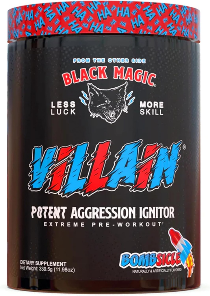 Black Magic Supply Villain High-Stim Nootropic Pre-Workout - Beta-Alanine, L-Tyrosine, & Caffeina - Pompa & Focus - 25 Serve (Bombsicle)
