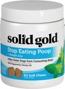 Solid Gold No Poo Chews for Dogs - Coprophagia Deterrent & Sgabello Mangiare Deterrent per Cani che Mangiano Poop Cane - Smettere di Mangiare Poop Chews con menta piperita & Probiotici per Gut & Supporto per l'aiuto al respiro - 60ct