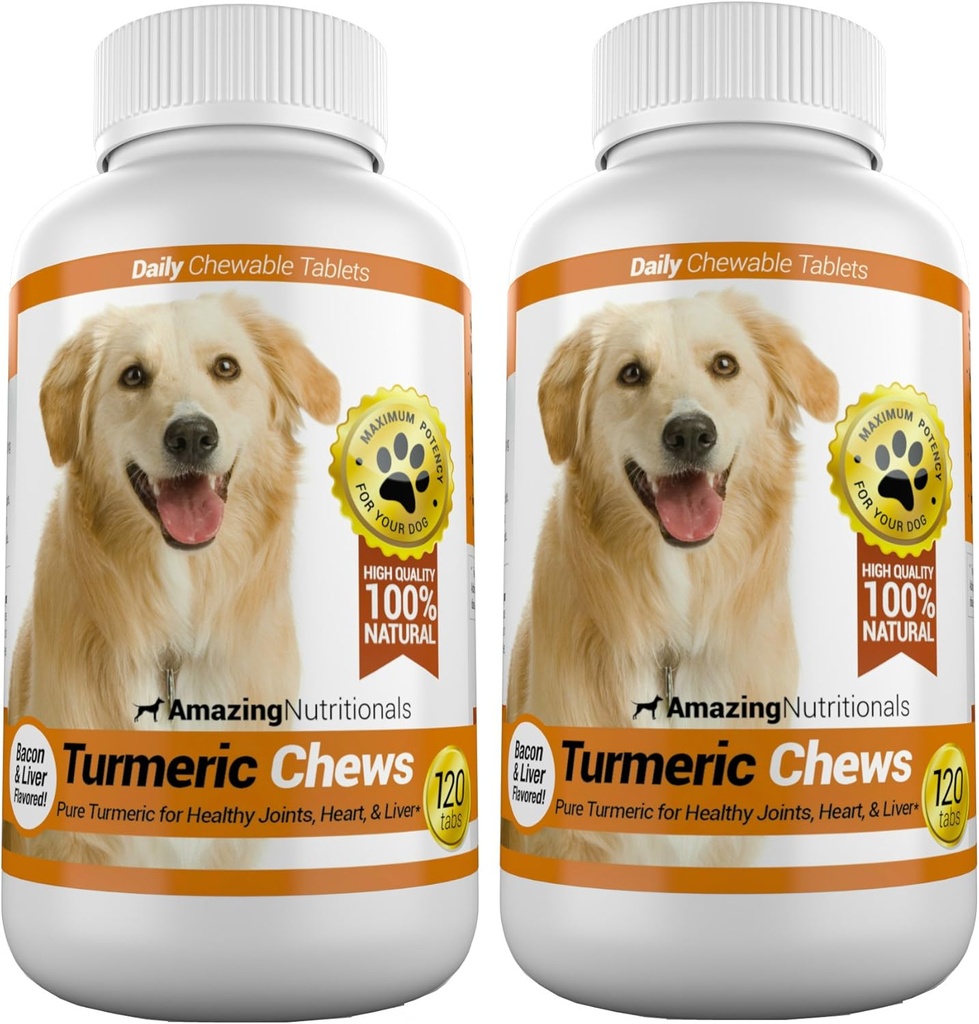 Incredibile curcuma per cani Curcumin Pet Antiossidante, elimina l'infiammazione del dolore comune, 120 Chews
