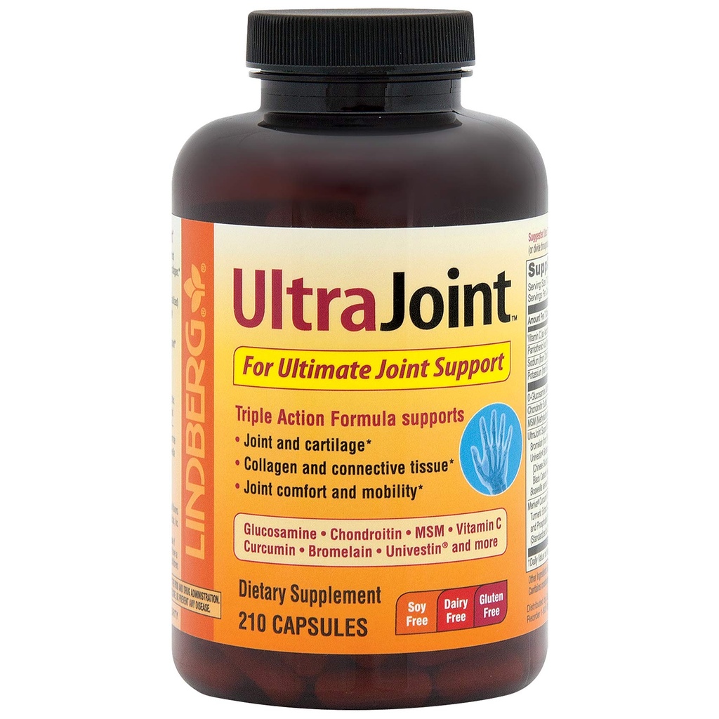Integratore di supporto congiunto Lindberg per uomini e donne | 210 capsule | con Turmerico, MSM, Glucosamina, Condroitina, Boswellia Extract | Triple Action Complex Blend | Non OGM, Gluten Free