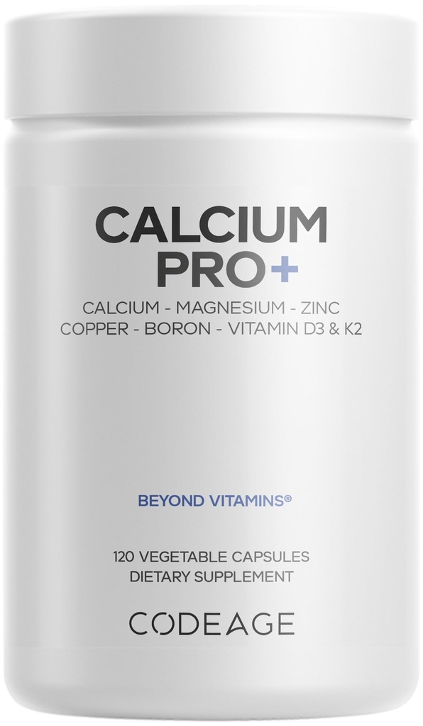 Calcium 250mg Supplemento, Vitamina D3, Magnesio, Zinco, Rame, Boron, Vitamina K2-2-Month Alimentazione - Pillole di Calcio Elementali & Vitamine di Calcium Alta, Non OGM - 120 capsule