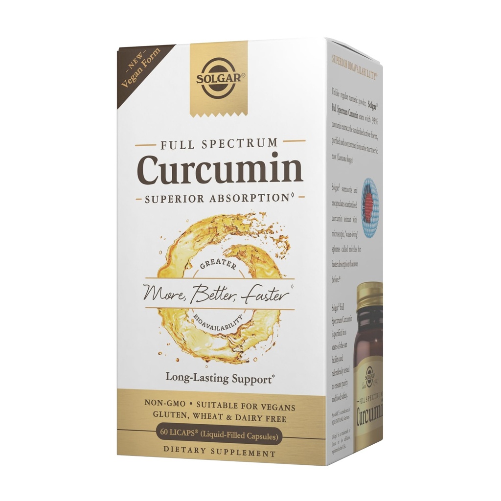 Solgar Full Spectrum Curcumin - 60 LiCaps - Superior Absorption - Cervello, Joint & Immune Health - Non-GMO, Vegan, Gluten Free, Dairy Free - 60 Serve