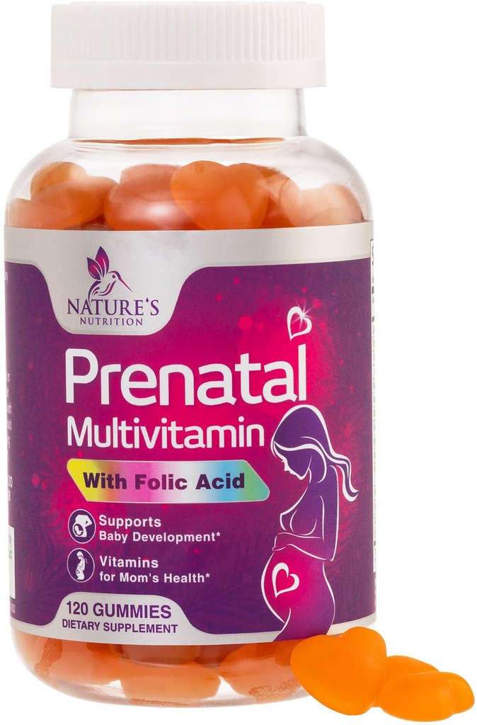 Vitamine Prenatali per Donne 1335mcg - Vitamine di Gravidanza Gummies con Acido Folico, Vitamina A, C, D3, B12, B6 - Gomma Multivitamina Prenatale per Supporto Fetale, Donne Incinte e Infermieristica - 120 Gummies