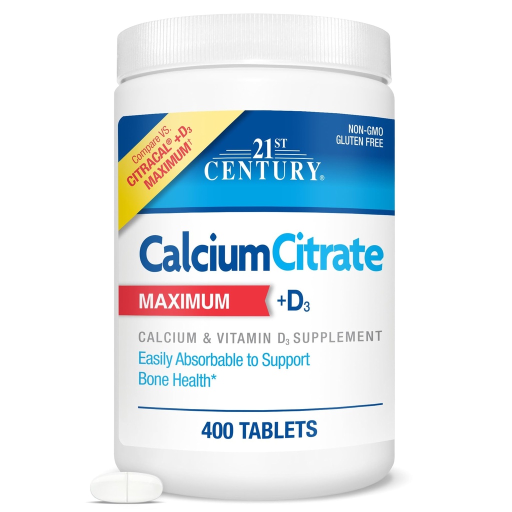 21 ° secolo Vitamine Calcio Citrato Plus D3 compresse massime, 400 conte