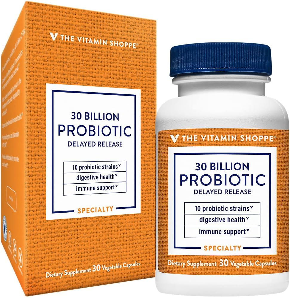 La Vitamina Shoppe Probiotic Delayed Release 30 miliardi - con 10 Strains Probiotici per sostenere Digestivo, Immune & Vaginal Salute o Yeast Imbalance - Shelf Stable (30 Caps Veggie)