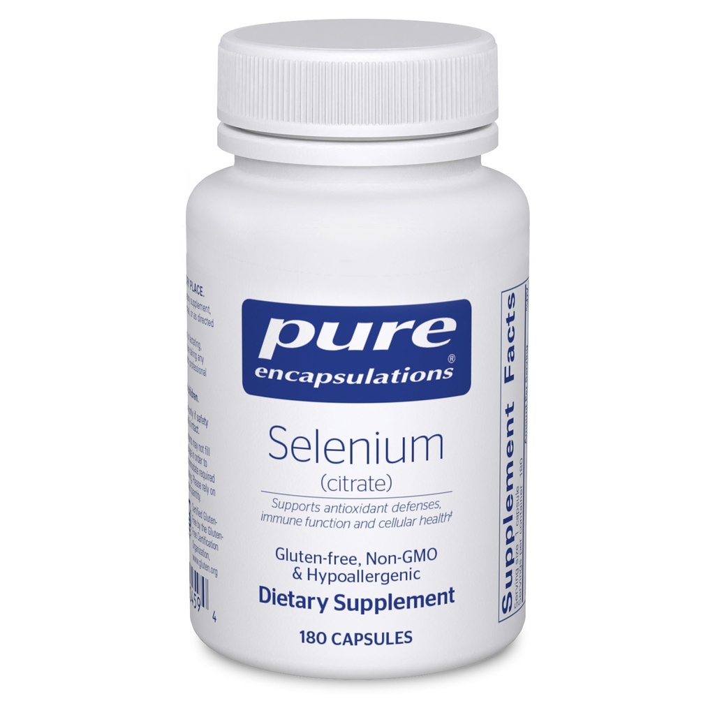 Selenio (Citrate) - per il supporto del sistema immunitario e la salute cellulare - Supplemento antiossidante - Supporta il flusso sanguigno* - Glutine Free & Vegan - 180 capsule