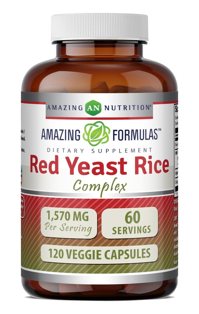 Amazing Formulas Red Yeast Rice Complex | 1570 Mg Per Serving | 120 capsule vegetali | con acido lipoico alfa, CoQ10, estratto di cardo del latte | Made in USA