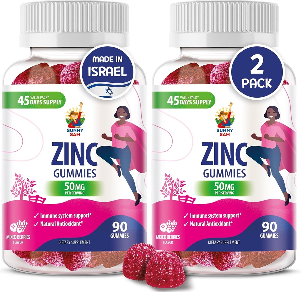 Gummie di zinco per adulti - pancia masticabile di zinco per il supporto immunitario - potente antiossidante naturale supplemento non OGM per bambini donna adulti
