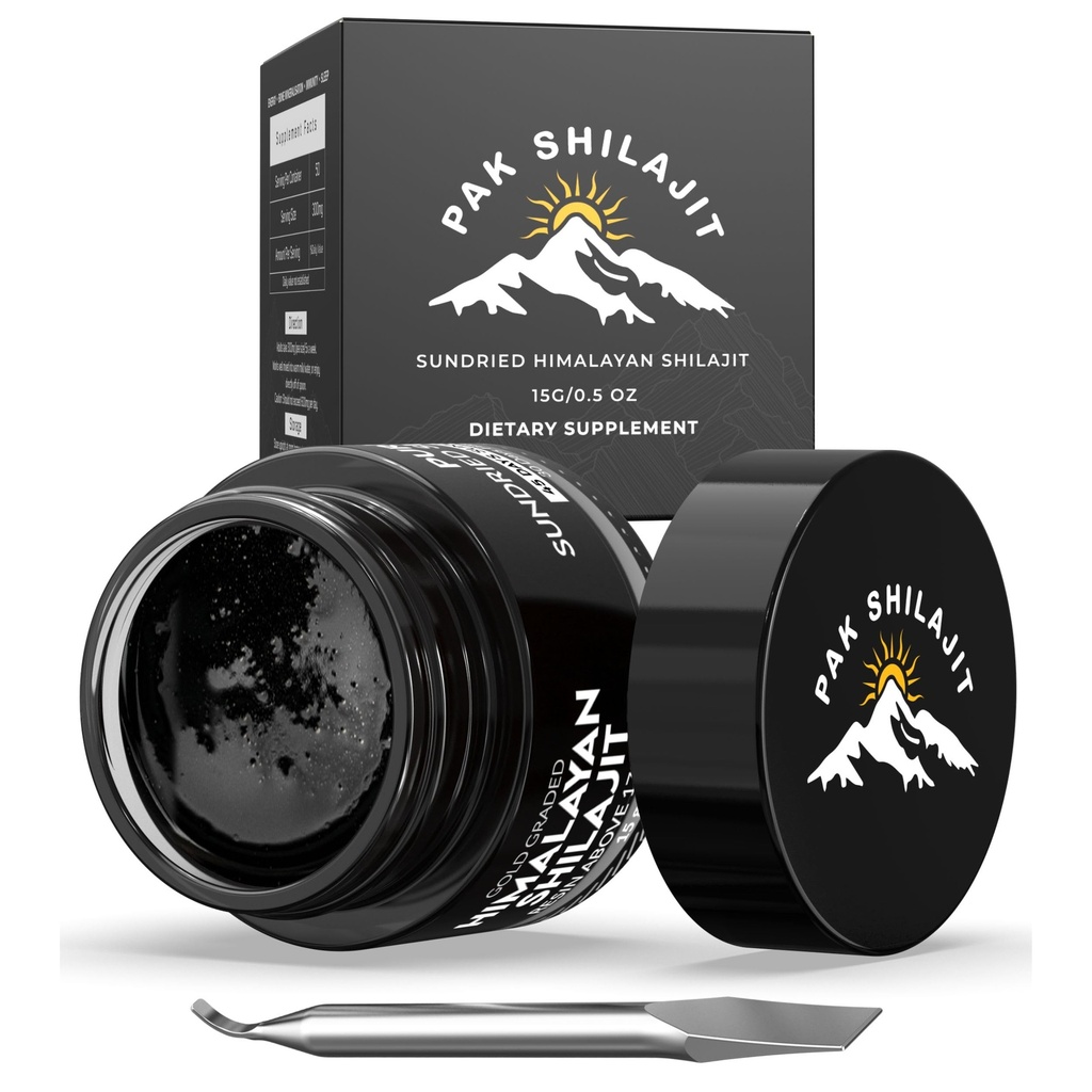 Pure Himalayan Shilajit Resina 45 giorni Sun Dried & Gold Graded Shilajit Sopra 17000FT | Purified & Organic, 85 Plus Minerali Naturali, Ricco in acido Fulvic & Humic per uomini & donne (15Gram)