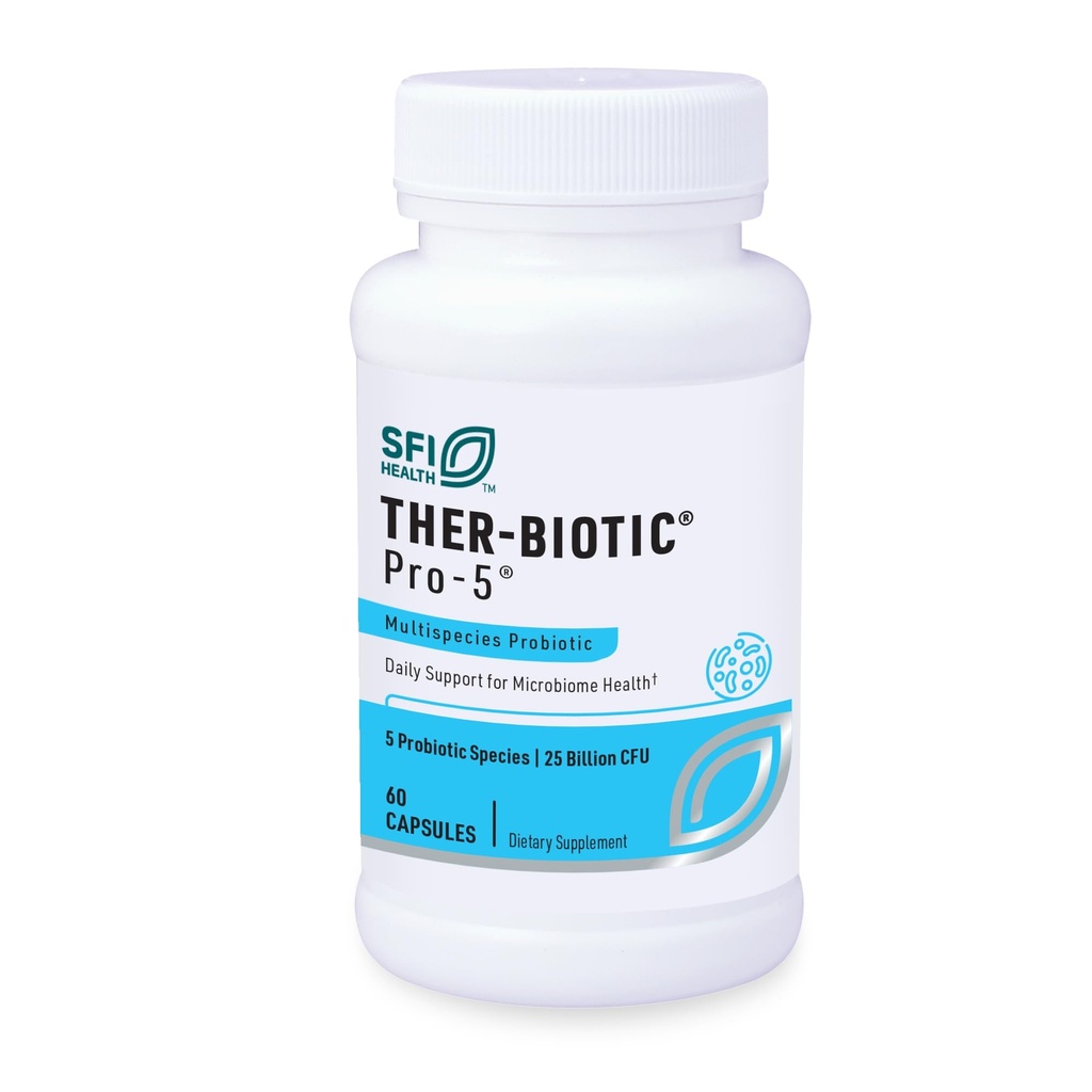 Klaire Labs SFI Health Pro-5 Probiotic - 25 miliardi di CFU High Dose Multispecies Gut Recolonization Support for Men & Women, Hypoallergenic & Dairy-Free (60 capsule)