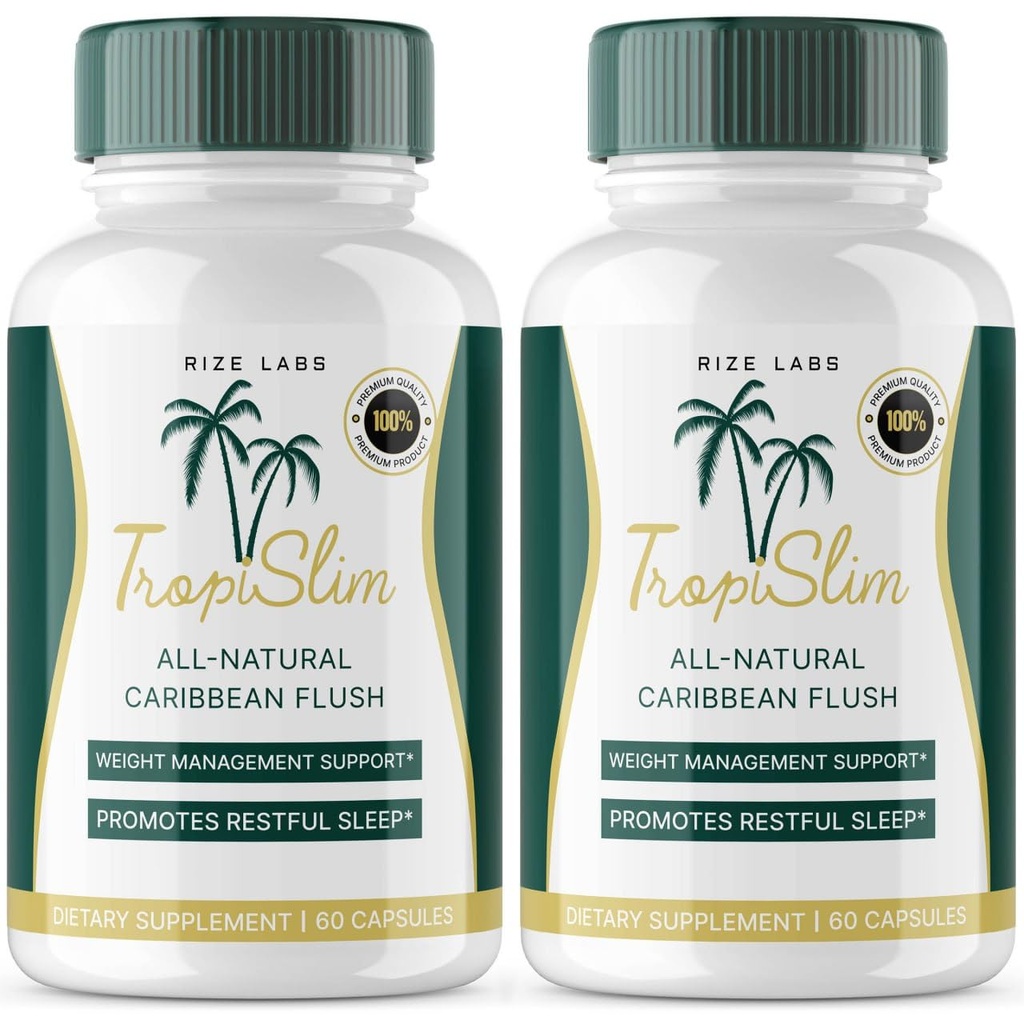 (Official 2 Pack) Tropislim, Tropislim Tutto Natural Caribbean Flush, supplemento di perdita di peso, Tropislim capsule dimagrante per le donne, Stile di vita sano + Fisica Leaner, Recensioni tropicali (120 capsule)
