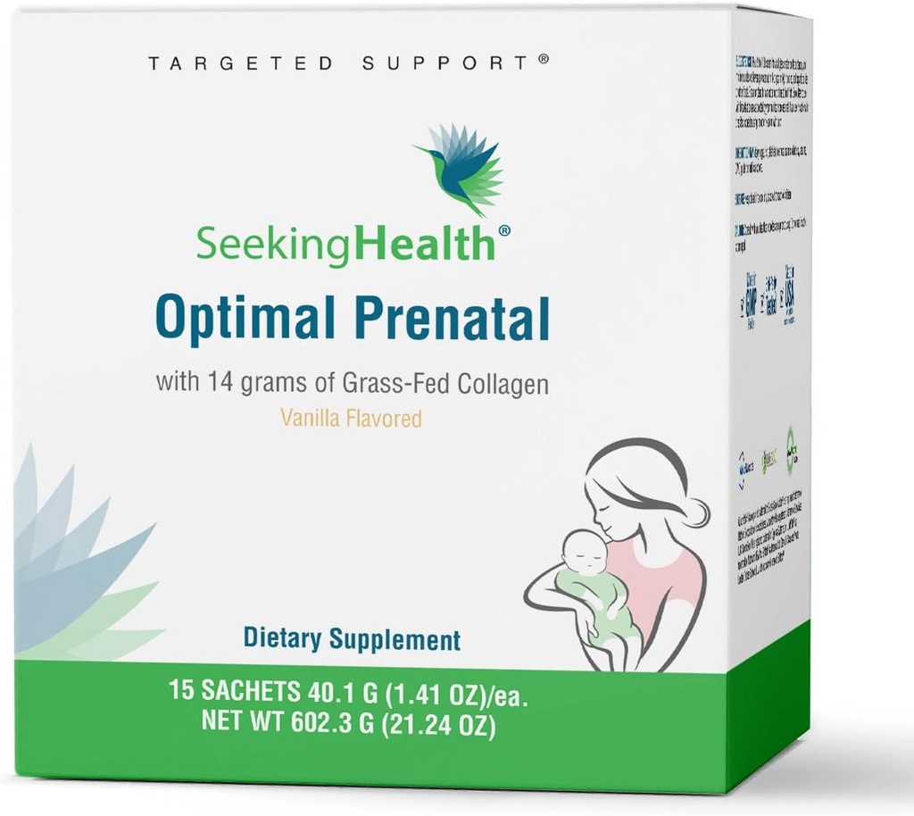 Alla ricerca di salute Prenatale ottimale con collagene, Multivitamina delle donne con B12, L-5-MTHF, Choline, Supporto per la metilazione, Supporta la fertilità e la percezione attraverso la gravidanza e l'allattamento (15 Serve)