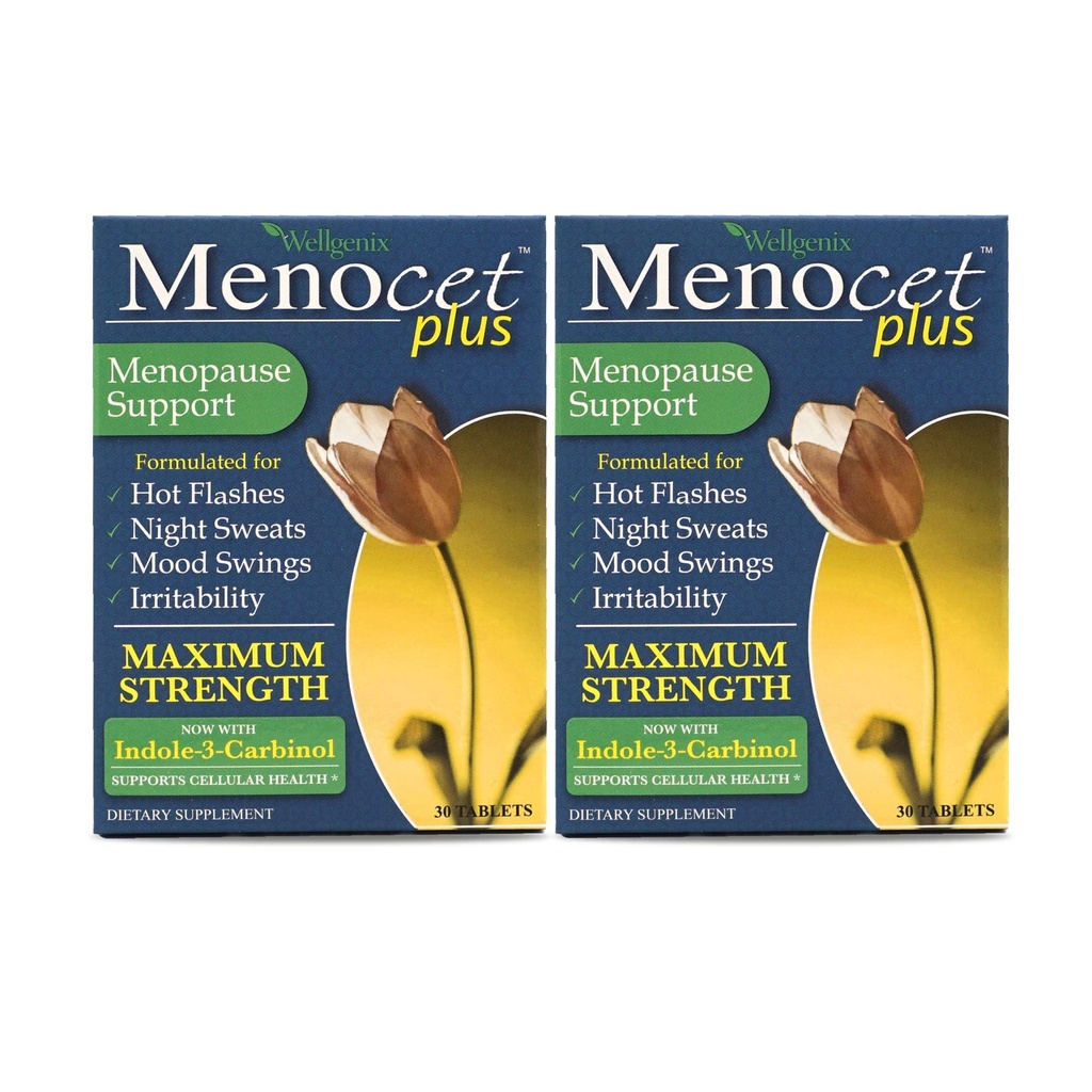 Wellgenix Menocet Plus Menopause Support - Integratore di Menopausa All-in-One - Cura Femminile di Rilievo Quotidiano - Flash Caldi, Maglioni Notturni, Mood Swings & Irritability - 30 compresse (Pack of 2)