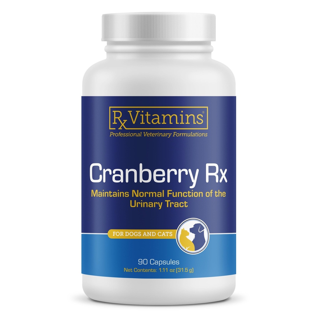 RX Vitamins Cranberry Capsules - Supplemento di mirtilli per cani e gatti - Supporti per la salute del tratto urinario e la salute della vescica - Cat UTI Remedy e Dog UTI Prevenzione - Boost Supporto immunitario - 90 conteggio