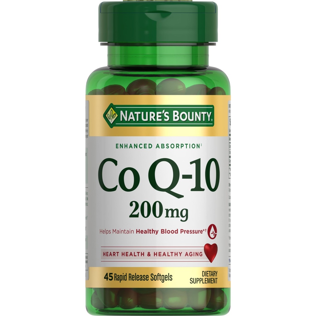 Bounty CoQ10 della natura, salute del cuore e invecchiamento sano, supplemento dietetico, 200mg, 45 Softgel a rilascio rapido