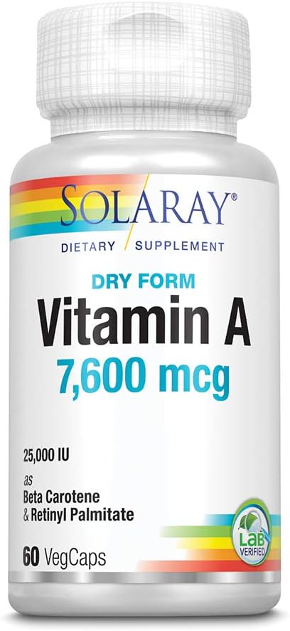 Solaray, forma a secco vitamina A, 7,500 mcg, 60 VegCaps