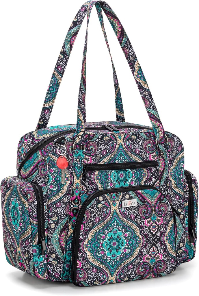 LoDrid insegnante Tote Bag con fondo imbottito, sacchetto di utilità per insegnanti per il lavoro, grande donna lavoro Tote Bag con chiusura Zip-Top