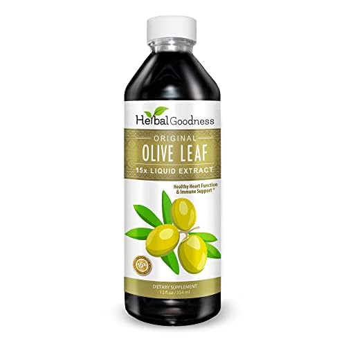 Estratto di foglie di oliva di buona qualità di erbe 12oz liquido - Formula Super Forza, Supporta la salute della pelle - Supplemento di polifenoli - Non-OGM Polifenoles Suplementos (1 bottiglia)
