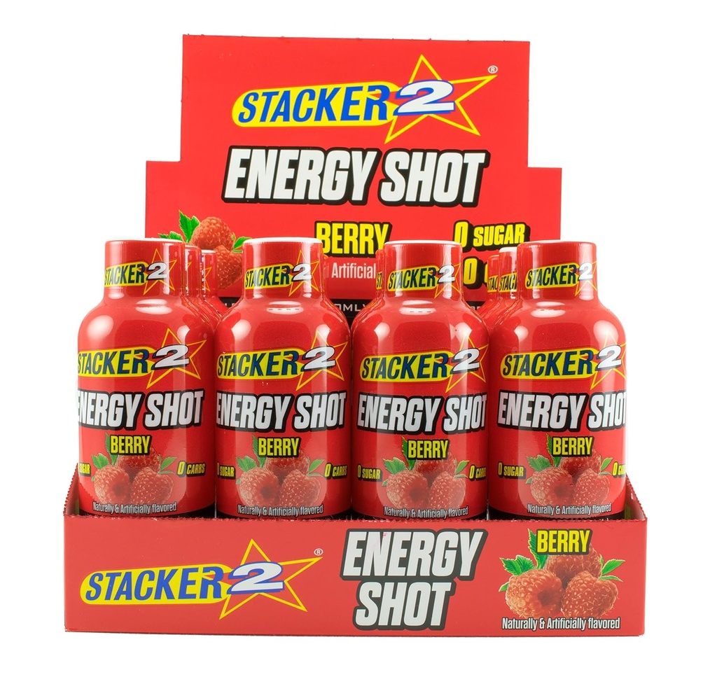 Stacker 2 Energy Shots, Berry, 12 Shots 2oz. Bottiglie