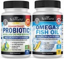 Triple Strength Omega 3 Fish Oil Softgels (1 mese di fornitura) Plus 40 miliardi CFU Daily Probiotic Supplemento (1 mese di fornitura)
