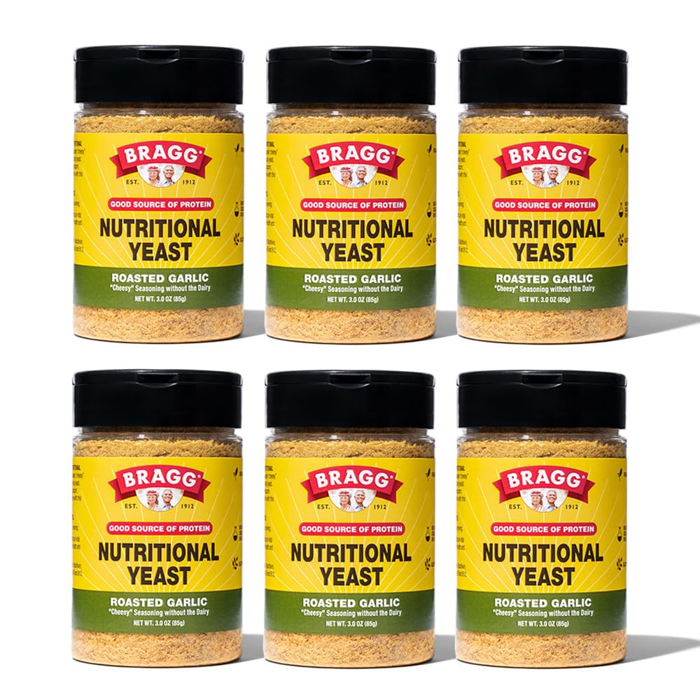 Bragg Nutritional Yeast Roasted Aglio Condimento - (6 Pack) 3 oz - Dairy-Free Parmesan Cheese Sostituto - Perfetto per Insalate, Pastas, Popcorn, e Altro