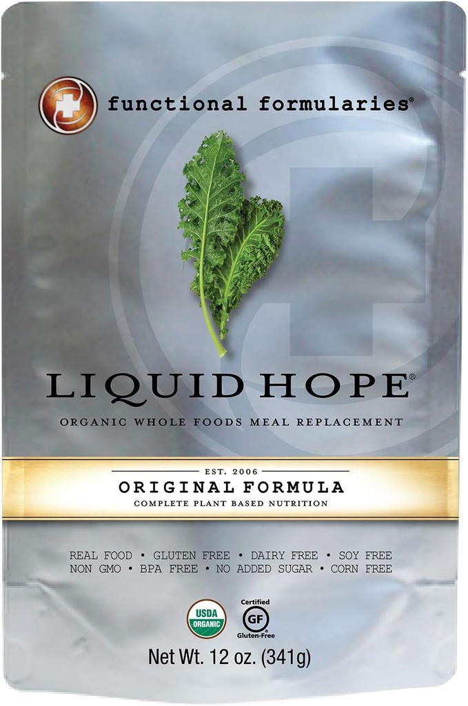 Formulario funzionale Liquid Hope Organic Tube Feeding Formula e supplemento di sostituzione della farina nutrizionale, 12 Oz Pouch, Singolo