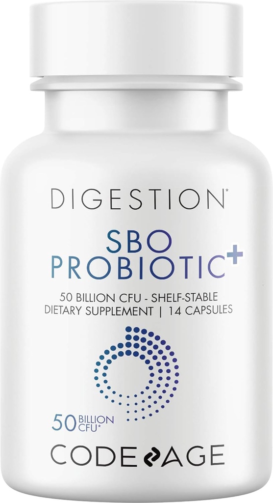 Codeage SBO Probiotics 50 miliardi di CFU, Multi Strain Soil-Based Atto, Travel Sized Shelf-Stable Probiotic Supplement, Organic Fermented Botanical Blend & Prebiotic, 7-Day Formula, 14 capsule