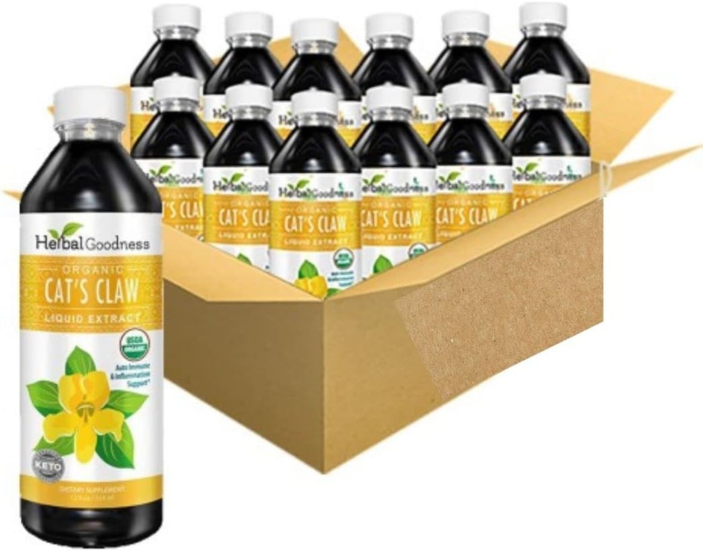 Estratto di liquido di artiglio del gatto -Vegan -Gluten-Free - Estratto di liquido di artiglio del gatto organico -12oz -Herbal Goodness (Pacchetto di 12)