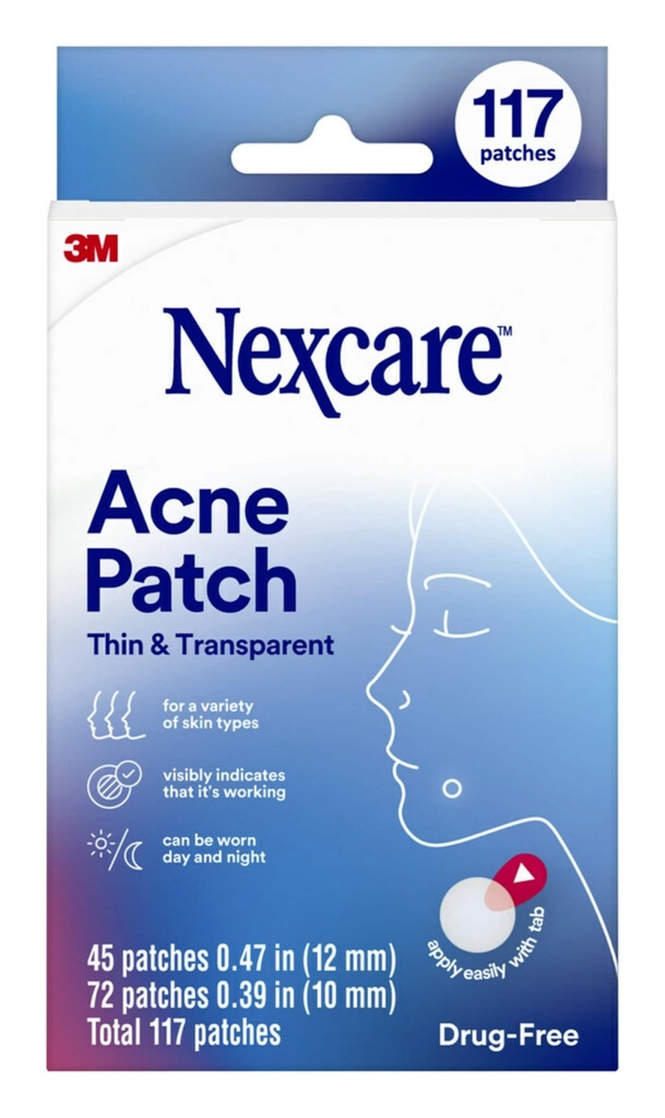 Nexcare sottile e trasparente Acne Patch, Skin Cover Absorbs Pus e olio da Pores intasato, Realizzato con idrocolloide, scheda Permette una facile rimozione da Liner - 117 Pimple Patches