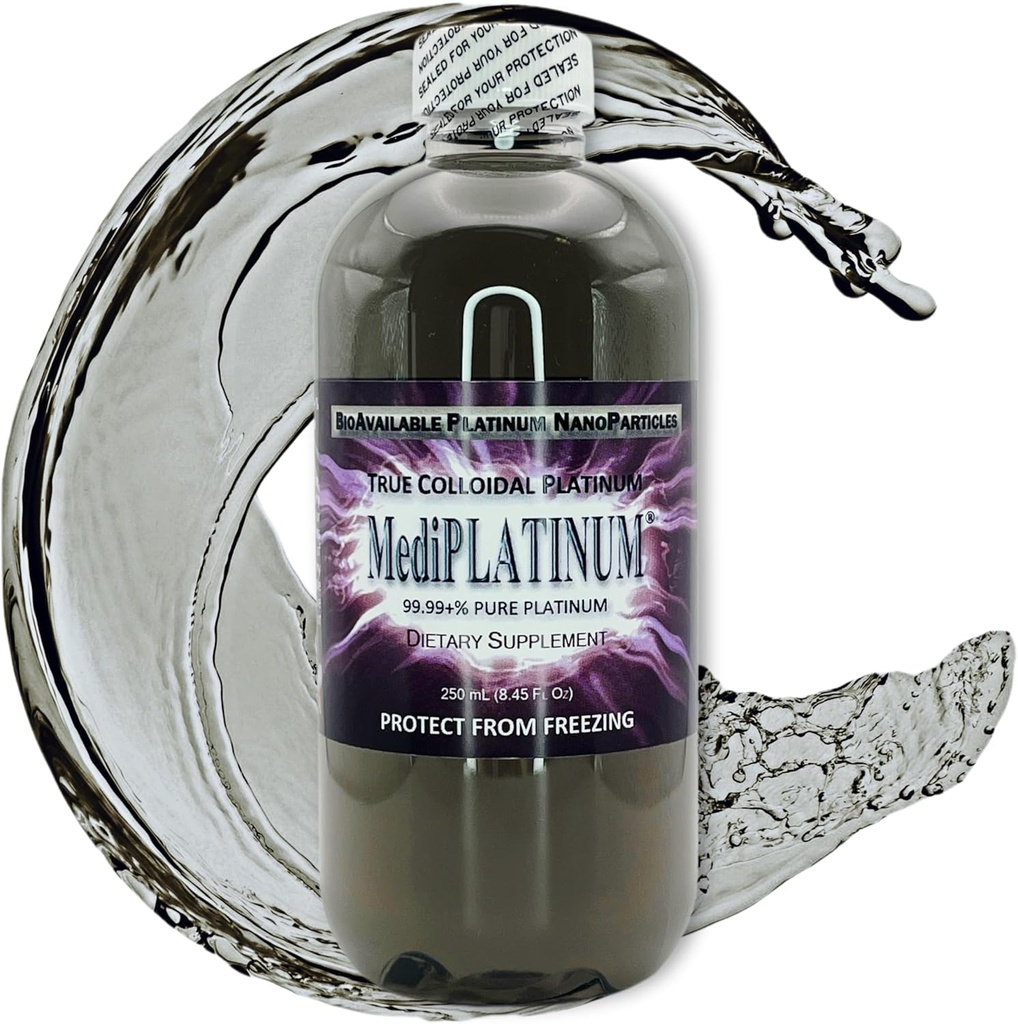 MediPLATINUM True Colloidal Platinum Integratore alimentare - 250 mL (8.45 Fl Oz) in Clear BPA-Free Plastic Bottiglia