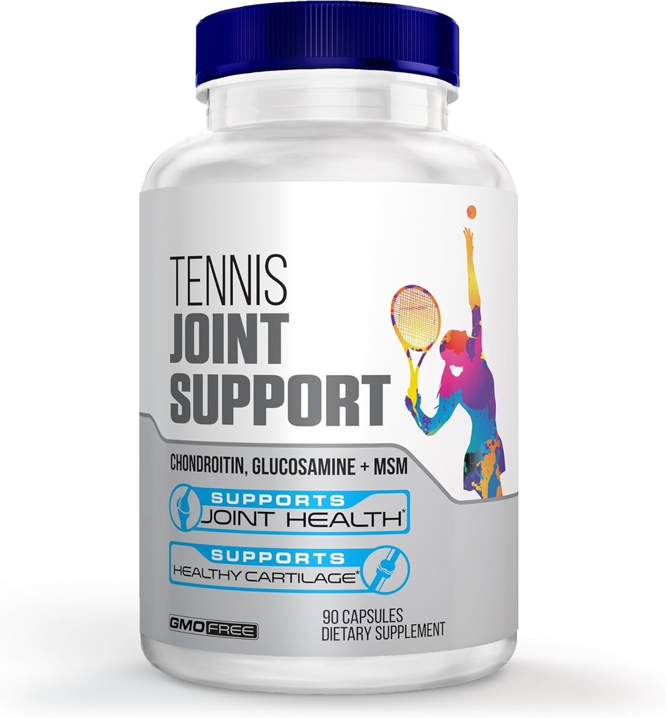 Supporto Congiunto Tennis Supplemento - Ginocchiere sane, Indietro, Cartilage, & Giunti – Glucosamina Condroitina MSM- GMP Certificati Integratori di Tennis e Supporto Congiunto per Atleti – 90 Capsule