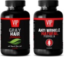 Anti-invecchiamento Essenziale - Gray Hair Solution – Anti Wrinkle Formula - Saw Palmetto Natural - 2 Bottiglie (60 capsule + 60 capsule)