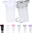 Shaker Bottiglia Protein Shaker Cup e 10-Ounce/300ML Shaker-Bottle con palle di whisky, set di bottiglie di Shaker- Proteine, plastica non-BPA (Grey+White(2PCS))