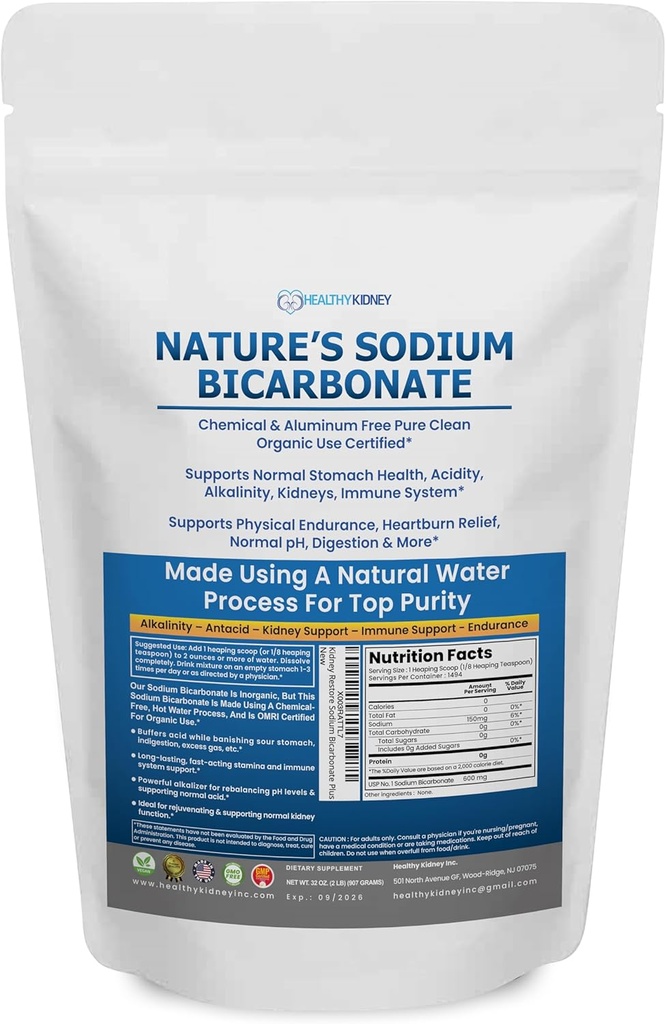 Sodio di natura Bicarbonato organico uso alluminio gratis cuocere Soda. Nessuna polvere di soda di cottura pura chimica per la salute e il benessere. Bicarbonato di sodio 2 lb