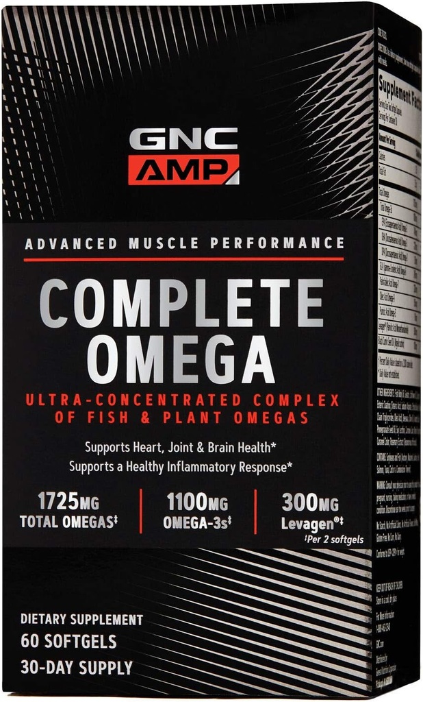GNC AMP Omega completo, Supporta Cuore, Giunto, Salute del cervello, 60 Conte