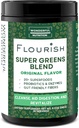 Flourish Super Greens. Miscela di polvere verde per l'energia, con clorella Spirulina Organica, polvere di radice di barbabietola, enzimi e probiotici, originale, 30 Serve