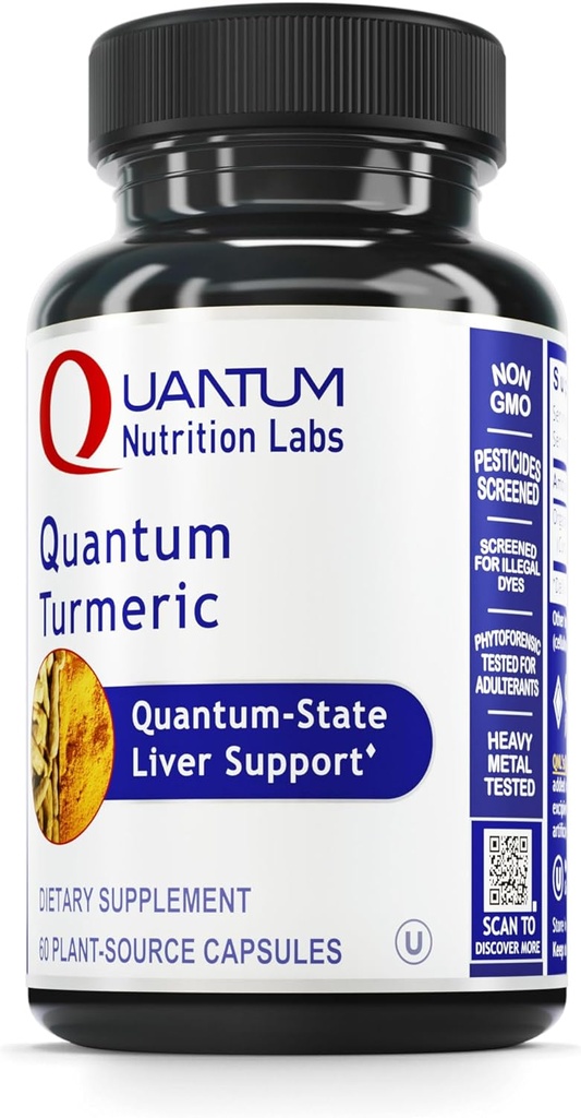 Quantum Nutrition Labs Turmeric - Capsule Turchesi, Supplemento curcuma curcuma, Supporto per fegato, 500 mg di Curcuma Per Capsule - 60 capsule vegetariane