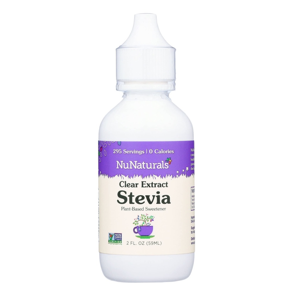 NuNaturals estratto chiaro Stevia, Dolciante a base vegetale, Bottiglia di plastica, 2 oz