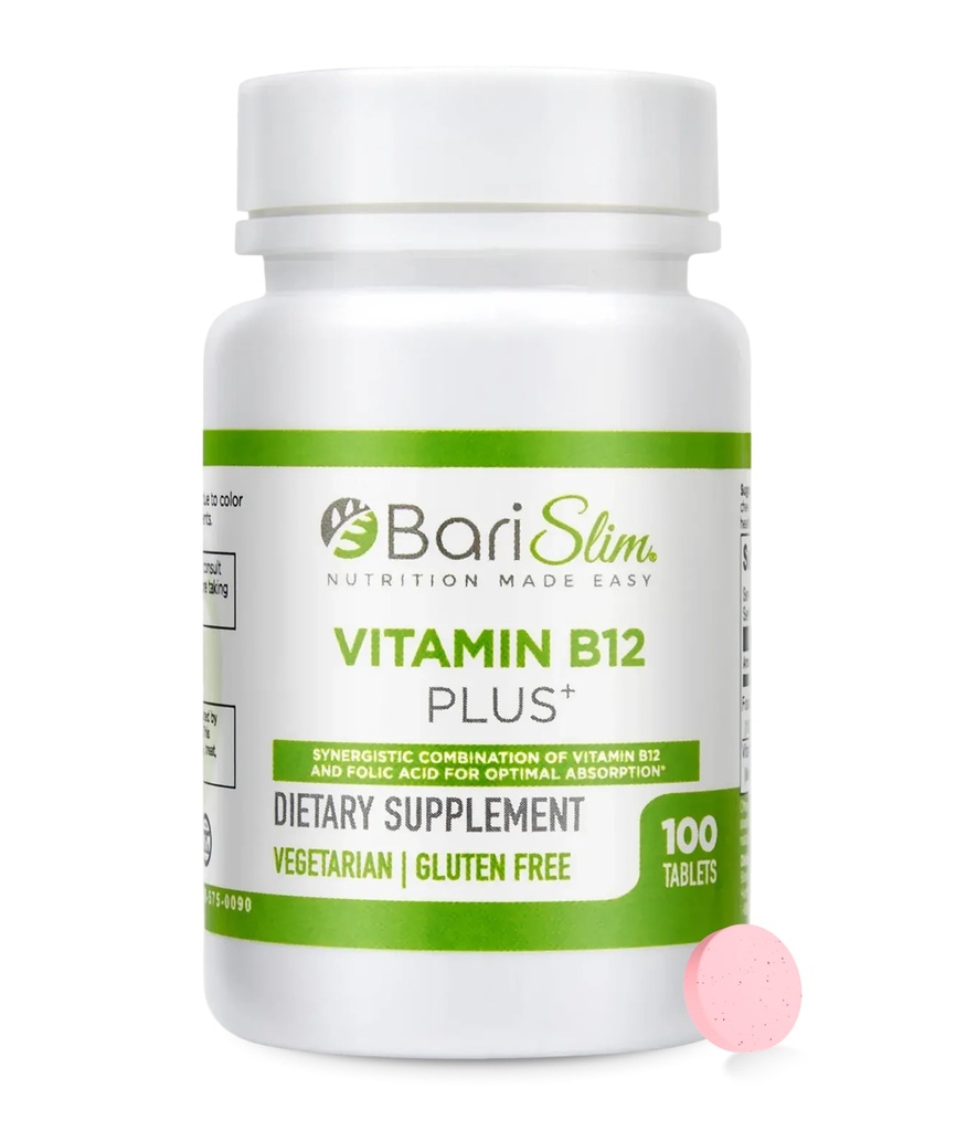 BariSlim Vitamin B12 Plus Tablets - Bariatric Formulato per la chirurgia post-perdita, Compreso Gastric Bypass & Gastric Maniche - Supporta livelli energetici &amp; Salute generale | Fagiolo di ciliegia