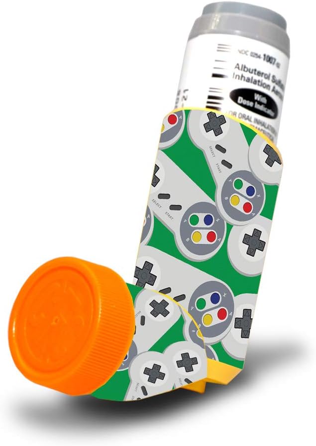 MightySkins Skin per Proventil HFA Asthma Inhaler - Retro Controllers 3 | Copripiumino in vinile resistente, durevole e unico
