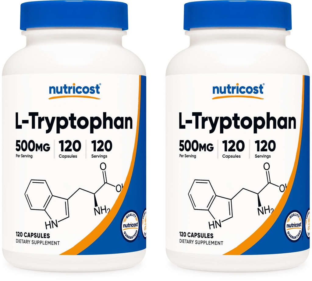 Nutricost L-Tryptophan 500mg, 120 capsule (2 bottiglie)