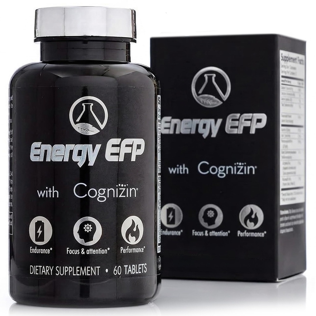 Energy EFP Brain Booster - Integratori energetici nootropici 60Ct per Focus & Stamina con Citicoline, Vitamina B, Ashwagandha, L-teanina, Ginseng