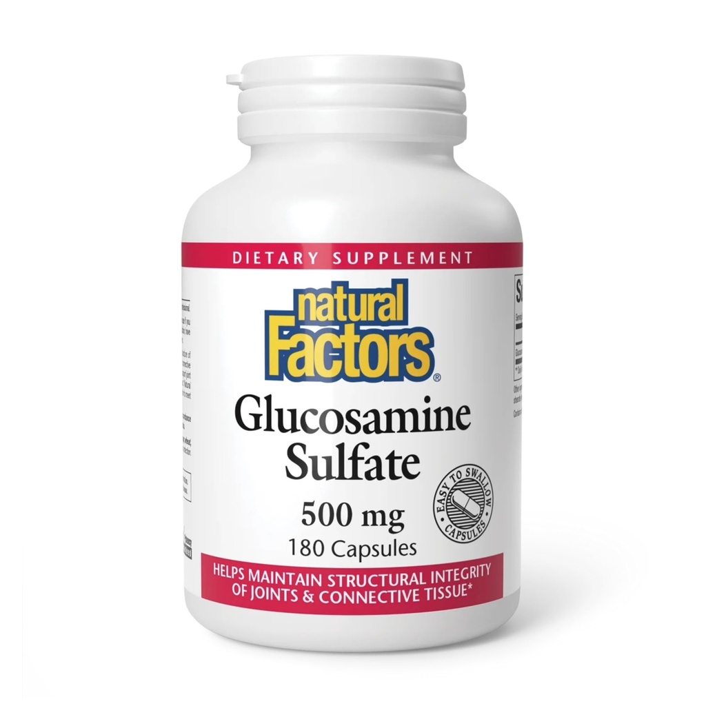 Fattori naturali, Glucosamine Sulfate, Supporta la mobilità congiunta sana, Cartilage e tessuti connettivi, 180 capsule