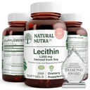 Natural Nutra Soy Lecithin 1200 mg Integratore alimentare - Funzione cerebrale, Salute del fegato, Migliorare la salute procreante, Boosting Supplement - Gluten-Free, BPA-Free, 200 Softgels in bottiglie di vetro riciclabili