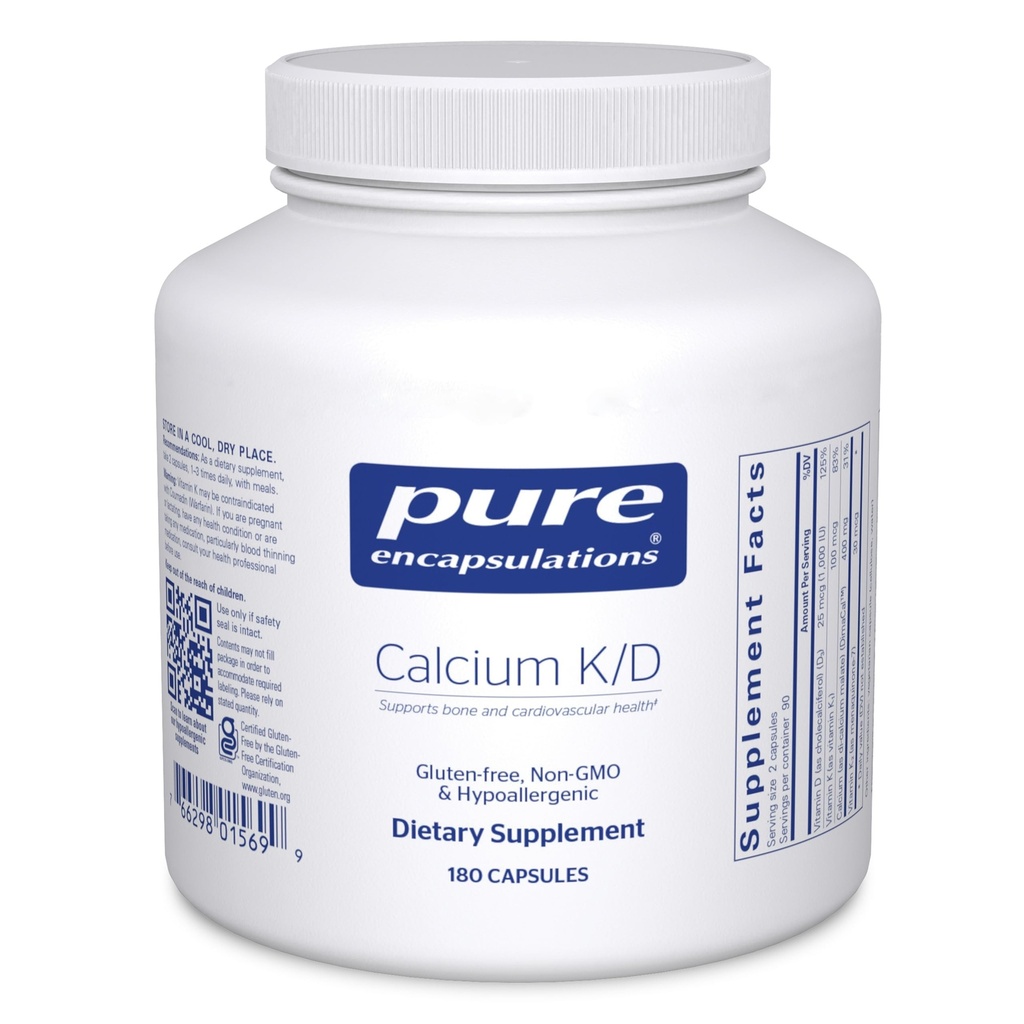 Pure Encapsulations Calcium K/D | Supplemento per Bone Strength, Immune System, Colon e Cardiovascular Health* | 180 capsule