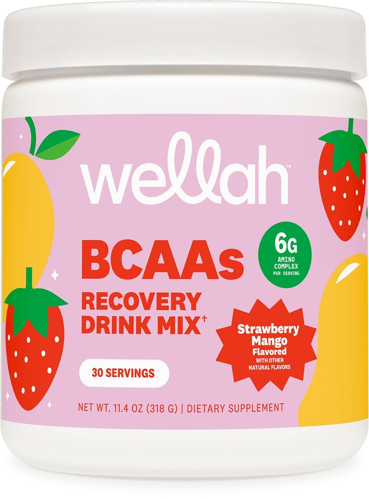 Wellah BCAAs (Strawberry Mango aromaed) 30 Serve - Polvere BCAA con Complesso di idratazione