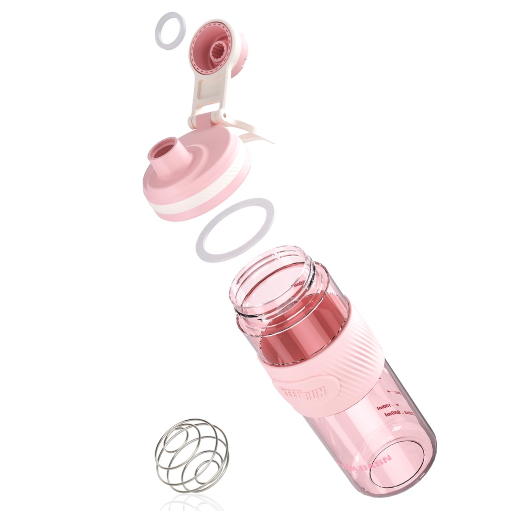Shaker Bottiglia - 650ml/23oz, Durable & Leak-Proof, Perfetto per Super Creamy Fitness Protein Shakes - Rosa