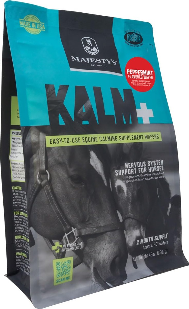 Maestà Kalm Cavallo/Equine Peppermint Wafers 60 giorni di alimentazione